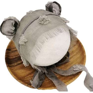 Imagem de Acessórios de fotografia mensal para bebês recém-nascidos, acessórios para fotos de bebês para meninas, bonés de princesa, Cinza claro, 0-2 Monthly