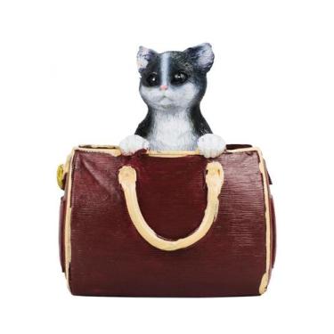 Imagem de Enfeite Decorativo Cachorro ou Gato Na Bolsa 11.5cm Resina Animais - t