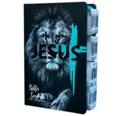 Imagem de Bíblia Sagrada Evangélica Com Índice Abas Adesivas leao judá - REI DAS