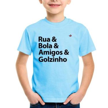 Imagem de Camiseta Infantil Rua & Bola & Amigos & Golzinho - Foca na Moda, Azul 