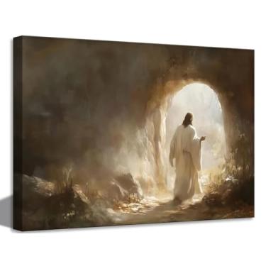 Imagem de Jesus Canvas Wall Art Jesus Leaves The Tomb Wall Decor picture Christianity Resurrection of the Savior Poster Print Christ God Painting Artwork for Church Gallery Home, tela de 61 x 40 cm