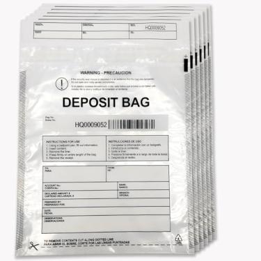 Imagem de Daarcin Bolsa de depósito de plástico transparente, 500 peças de 23 x 30 cm, bolsa à prova de adulteração, bolso bancário, bolsa de transferência de dinheiro com código de barras e adesivo