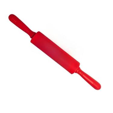 Imagem de Rolo De Massa De Silicone GiratóRio Rosa Antiaderente Para Massas De Pizza E PãEs(Vermelho 43,7 cm)