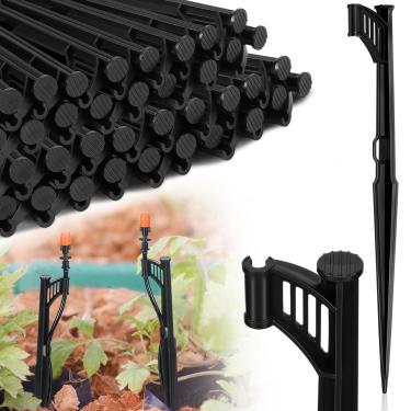 Imagem de GlikCeil 50 peças de estacas de suporte de gotejamento de irrigação de 1/4 polegada de tubo de suporte de mangueira de plástico linhas de gotejamento estacas de terra para jardins, flores, plantas,