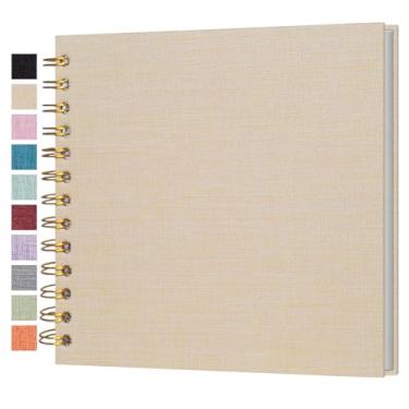 Imagem de Cherrich Pequeno Álbum De Recortes 7X7 Polegadas, Álbum De Fotos De Linho, Mini Álbum De Recortes, Livro De Memórias De Páginas Brancas Kraft Para Casamento, Bebê, Família, Formatura, Viagem, Cachor