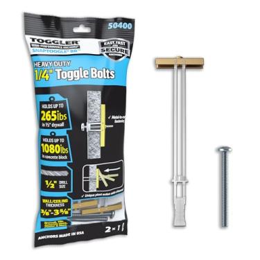 Imagem de TOGGLER Âncora De Alternância Snaptoggle Bb Com Parafusos, Canal De Aço Zincado, Faixa De Aderência De 3/8 A 3-5/8, Para Tamanho De Fixador Unc De 1/4 A 20 (Pacote Com 2)