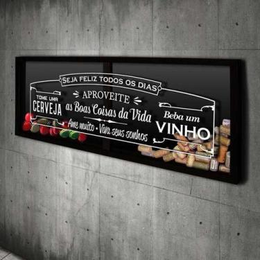 Imagem de Porta Rolhas e Tampinhas Panorâmico - Seja feliz todos os dias - Quadr