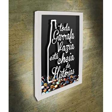 Imagem de Quadro Porta Tampinhas Toda Garrafa Vazia -  Quadro Novo, Branco, 26x3