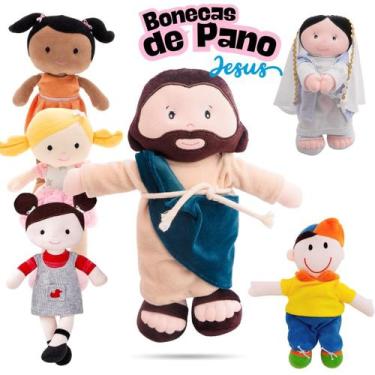 Imagem de Boneca Pano Bebê Infantil Pelúcia Artesanal Antialérgico Lavável Nanin