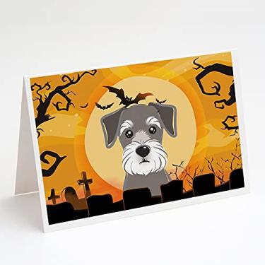 Imagem de Caroline's Treasures BB1764GCA7P Cartões de Halloween Schnauzer e Envelopes Pacote com 8, 7 x 5, multicolorido