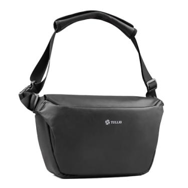 Imagem de TULLIO Bolsa tiracolo para câmera, bolsa de ombro, bonita, expansível à prova d'água, capa fotográfica para câmeras sem espelho DLSR SLR preta