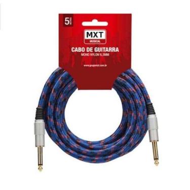 Imagem de Cabo Para Guitarra Violão 5m Metros Blindado P10 P10 Têxtil - Mxt