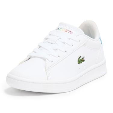 Imagem de Lacoste Tênis infantil unissex Carnaby, Branco e azul claro, 11.5 Little Kid