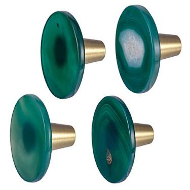 Imagem de Puxadores de armário Mookaitedecor 4 peças de ágata com parafusos, puxadores redondos de gaveta de cozinha puxadores de cristal para cômoda de banheiro decorativo, Green