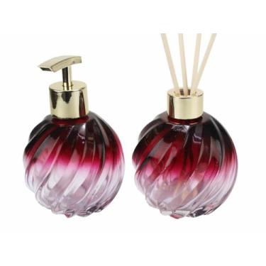 Imagem de Kit 02 Vidros Lavabo 250ml Espiral Vinho Porta Saboneteira Aromatizado