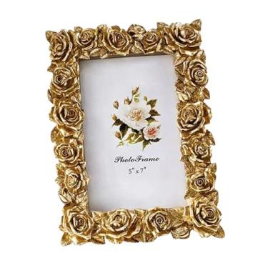 Imagem de IEUDNS Quadro de imagem floral decorativa antiquada elegante decoração retangular e retangular para presente de engajamento versátil, 7inch