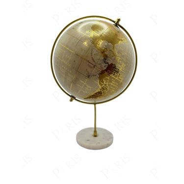 Imagem de Globo Terrestre Decorativo em Metal e Mámore Dourado 34cm 15573-PL