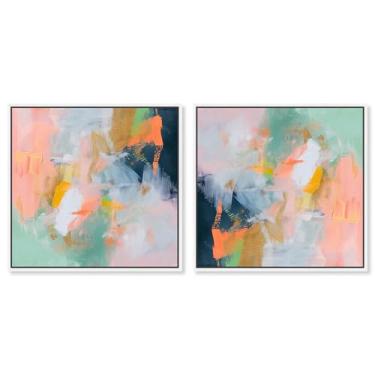 Imagem de Art Remedy Tela de arte de cores saturadas, 50,8 cm x 50,8 cm, moldura branca, conjunto Fusion of Shades I Set