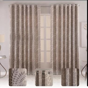 Imagem de Cortina Jacquard 3,00x2,50 Tecido Elegante Sala e Quarto Indicada para Varão de 2,00 à 3,00 metros (Cinza)