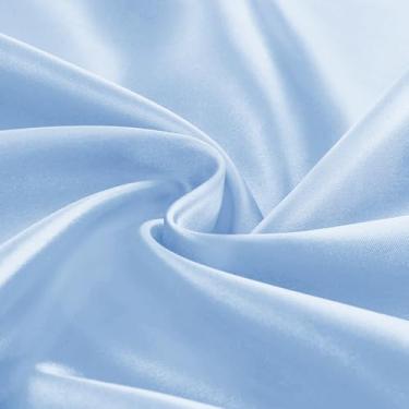 Imagem de Entisn Tecido de cetim azul bebê por jarda, tecido sedoso, tecido de cetim charmeuse de 152 cm, tecido macio para decoração de casamento, artesanato DIY, guardanapos, vestido de noiva, costura (1