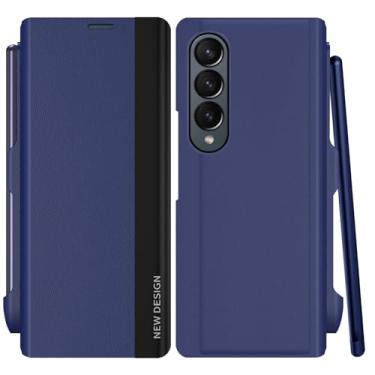 Imagem de Capa protetora para Samsung Galaxy Z Fold 4 com S Pen e protetor de tela integrado, suporte de carregamento sem fio à prova de choque para Samsung Z Fold 4 5 g (azul)