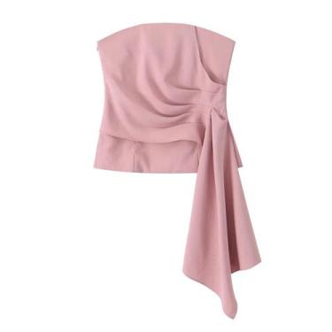 Imagem de Moda Feminina Espartilho Plissado Top Calças Casuais Conjunto Estilo E