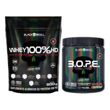 Imagem de Whey 100% Hd 900g Chocolate + Pre Treino Bope 300g - BLACK SKULL