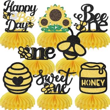 Imagem de SJcysrilla Bee 1st Birthday Honeycomb Centerpieces Happy 1st Bee Day Birthday Party Decorations Table Decorations for Baby Shower Party Decorations Gold Glitter