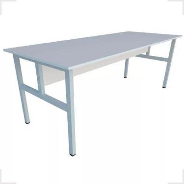 Imagem de Mesa refeitório 8 lugares escolar empresa para copa - DE ASTRO, Cinza/