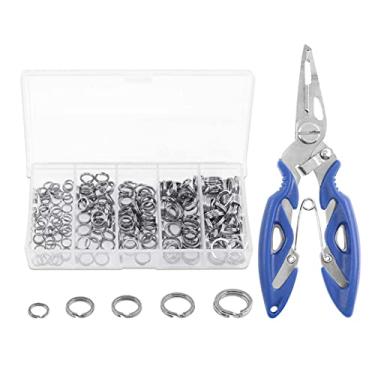 Imagem de Anel dividido em aço inoxidável, anéis divididos, conjunto de conectores de isca de pesca resistente com alicate de pesca, 200 peças, círculo duplo giratório
