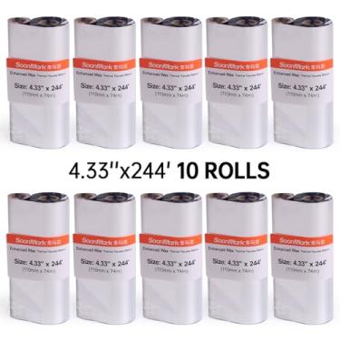 Imagem de 10 rolos 110 mm x 74 m fita de transferência térmica de cera aprimorada de resina, núcleo de 1/5.1 cm para Zebra GC420t GK420t GX420t TLP2442 TLP2844, etc