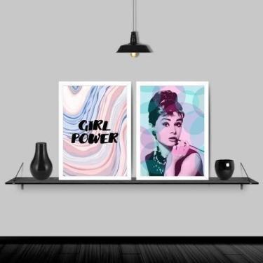 Imagem de Kit 2 Quadros Audrey Girl Power 33X24Cm Moldura Preta - Quadros On-Lin