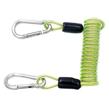 Imagem de B Baosity Cordão espiral de bobina de mergulho de aço inoxidável com botões de segurança para câmera de mergulho tocha fotógrafo/ferramenta de engrenagem de caverna, verde