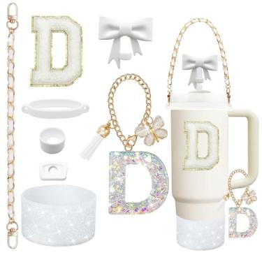 Imagem de Conjunto de acessórios de copo Stanley de 8 peças para copo Stanley Cup de 850 g 1,134 g com alça, incluindo tampa de palha e bota, tampa à prova de derramamento, pingente de alça, adesivo de iniciais