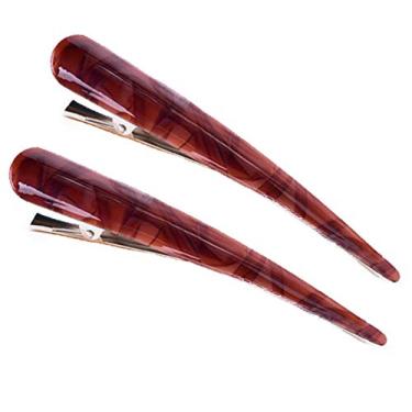 Imagem de Pacote com 2 clipes de jacaré de bico de metal grande para cabelos grossos ou pesados, presilhas de cabelo de acetato de alta transmissão de luz, presilhas de cabelo para dentes, sem aderência