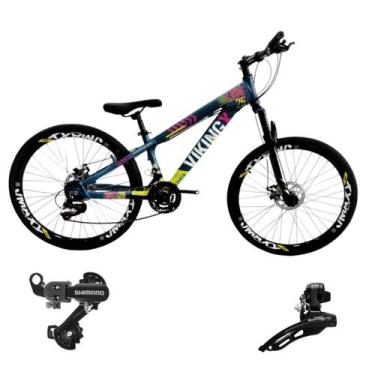 Imagem de Bicicleta Aro 26 Vikingx Aluminio Tuff 25 Mtb 24v Cambio Shimano Diant