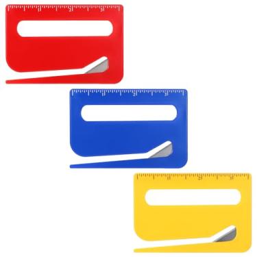 Imagem de 3 peças de abridores de envelope, cortador de envelope de atualização de 3 cores com lâmina afiada e escala e lupa e ponta pontiaguda, abridor de cartas de correio, ferramentas de abridor de pacotes