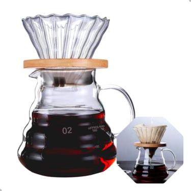 Imagem de Cafeteira Pour Over de Vidro, 600ml, com Suporte de Filtro em Bambu, Base Ondulada