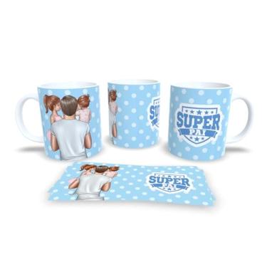 Imagem de Caneca branca dia dos pais com filhos, papai, super herói (12000)