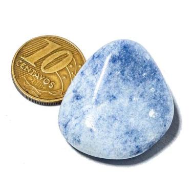Imagem de 01 Quartzo Azul Rolado Natural Pedra G 30 a 45mm Tipo A - CristaisdeCu