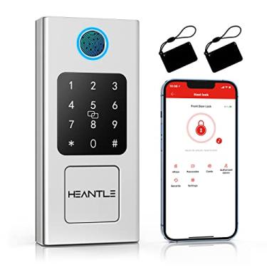 Imagem de HEANTLE Fechadura inteligente de impressão digital, fechadura de porta de entrada sem chave Bluetooth, fechadura de teclado eletrônico para porta da frente, controle de aplicativo, trava automática