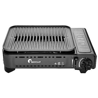 Imagem de Maxsun Fogão portátil para churrasqueira a gás de mesa com estojo de transporte, 7.250 BTU, fogão de acampamento, churrasco estilo coreano,
