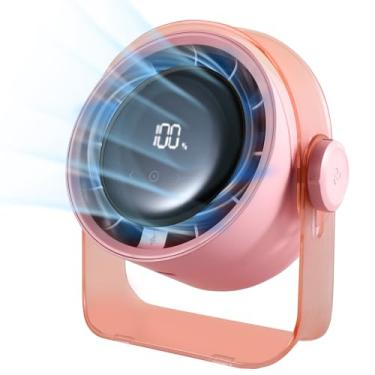 Imagem de VAVOFO Ventilador de mesa com bateria operado, visor digital silencioso, ventilador portátil para escritório, quarto, cozinha, casa, ao ar livre, 100 velocidades, inclinação de 360° pequeno ventilador