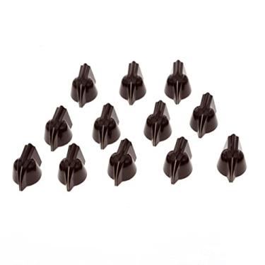 Imagem de Dopro Pacote com 12 puxadores de cabeça de frango universais vintage elevados de 6 mm tamanho pequeno para guitarra, potenciômetro de baixo, botões amplificadores, pedal de efeito, botões de cabeça de frango com conjunto de parafusos, marrom