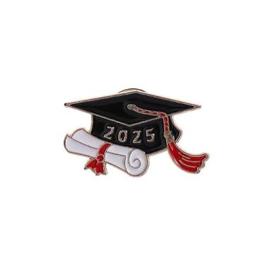 Imagem de Broche de crachá PHD Cap 2025 para mulheres homens chapéu preto flores diploma esmalte broche novidade lapela alfinetes mochila roupas broches master college ensino médio estudantes cerimônia de
