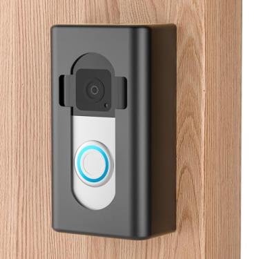 Imagem de Suporte de campainha de vídeo adesivo, suporte AHBTEYM sem furadeira, acessórios para aluguel de apartamento, casa, compatível com campainha de vídeo anel 4/3/3 Plus/2/1/2021/2023/2024 (Preto)