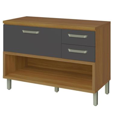 Imagem de Balcão Nesher Princesa 1 Porta 2 Gavetas 120cm Freijo E Grafite