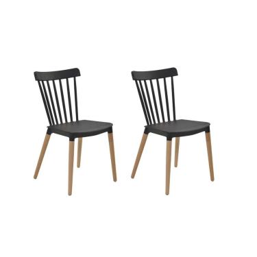 Imagem de Kit 2 Cadeiras Encosto Vazado Janaina Rivatti Móveis Preto