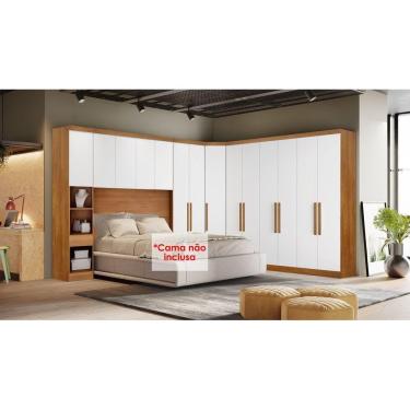 Imagem de Quarto Rizon 5 Peças (1 Armário Ponte 1 Closet 2 Guarda Roupas 1 Complemento) Freijo Cumaru C- Fendi