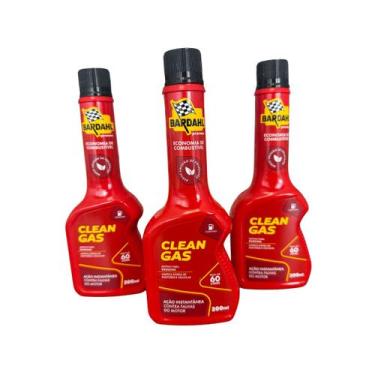 Imagem de Kit com 3 Aditivos Para Combustível Gasolina Bardahl Clean Gas, Vermel